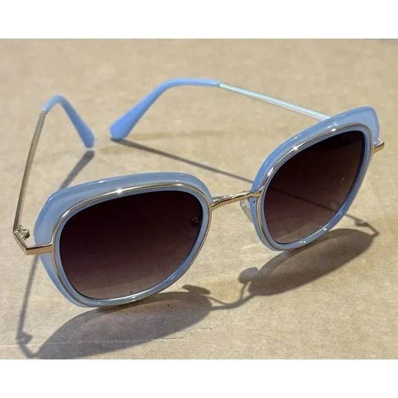 Bvlgari women's sunglasses light blue acetate frames brown gradient lenses